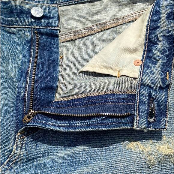 New Citizens of Humanity Blue Dirty Wash Distressed Cutoff Jean Mini Skirt Sz 27 - Picture 10 of 11